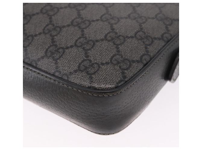 Borsa a tracolla GUCCI GG Supreme in PVC e pelle Grigio Argento 699439 Auth ka5448A Marrone - vista 13