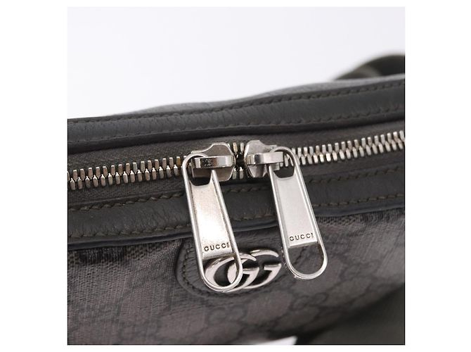 Borsa a tracolla GUCCI GG Supreme in PVC e pelle Grigio Argento 699439 Auth ka5448A Marrone - vista 14