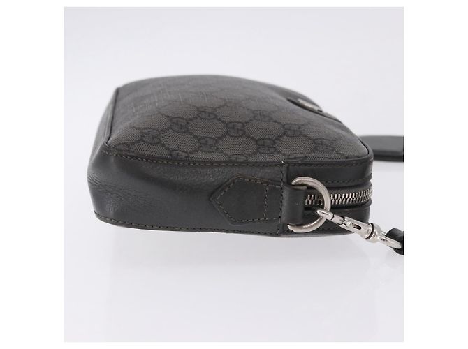 Borsa a tracolla GUCCI GG Supreme in PVC e pelle Grigio Argento 699439 Auth ka5448A Marrone - vista 4