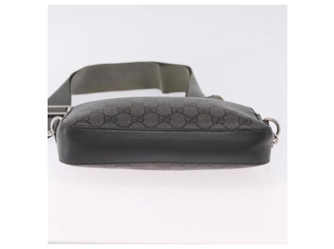 Borsa a tracolla GUCCI GG Supreme in PVC e pelle Grigio Argento 699439 Auth ka5448A Marrone - vista 9