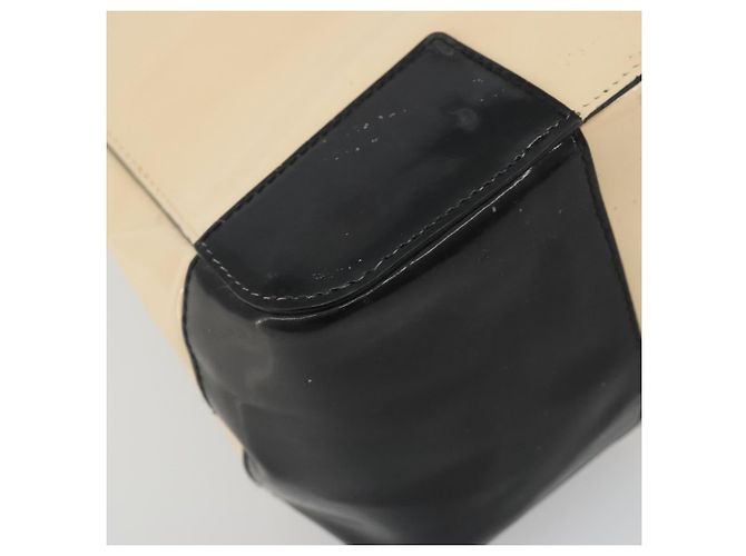 Borsa GUCCI Patent Beige Black 002 1103 Auth ep15459 Nero - vista 12