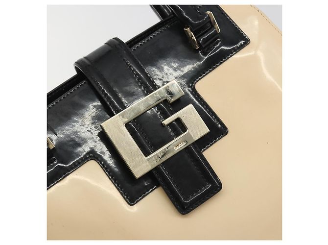 Borsa GUCCI Patent Beige Black 002 1103 Auth ep15459 Nero - vista 16