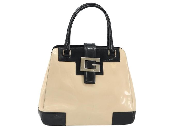 Borsa GUCCI Patent Beige Black 002 1103 Auth ep15459 Nero - vista 2
