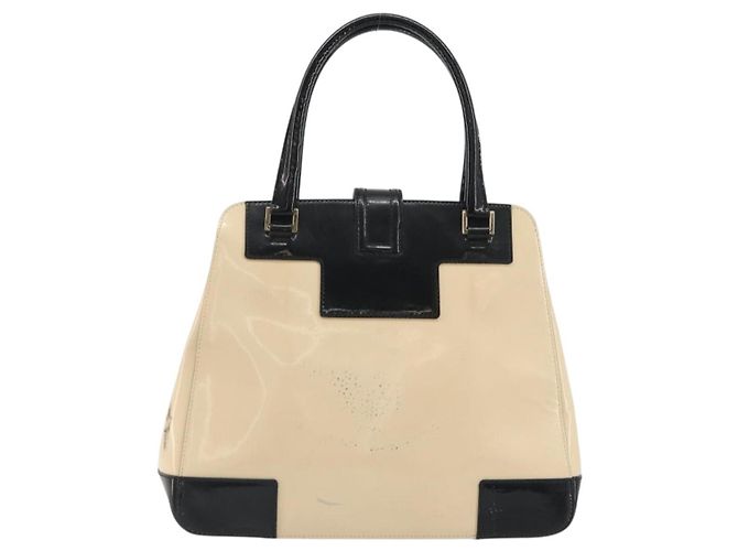 Borsa GUCCI Patent Beige Black 002 1103 Auth ep15459 Nero - vista 3