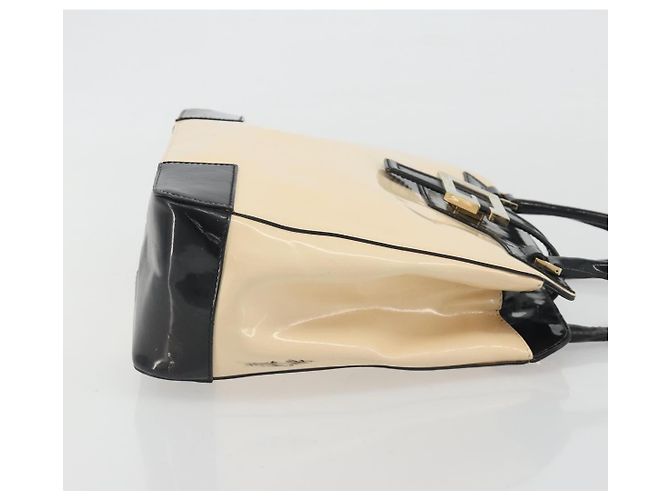Borsa GUCCI Patent Beige Black 002 1103 Auth ep15459 Nero - vista 5