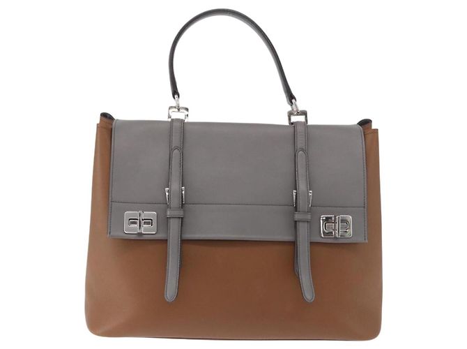PRADA Handtasche aus Leder 2way Braun Silber Auth ka5368V - Ansicht 13