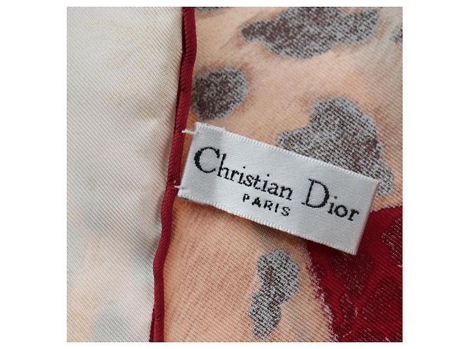 Sciarpa in seta Christian Dior stampa leopardata Bordeaux Auth am12187M Bordò - vista 14