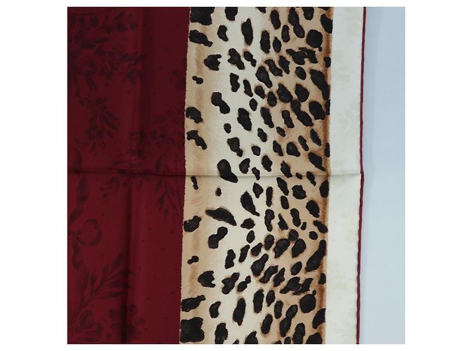 Sciarpa in seta Christian Dior stampa leopardata Bordeaux Auth am12187M Bordò - vista 7