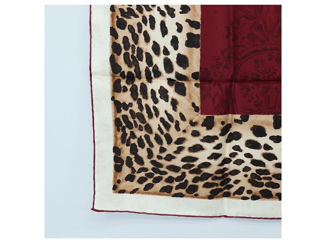 Sciarpa in seta Christian Dior stampa leopardata Bordeaux Auth am12187M Bordò - vista 8