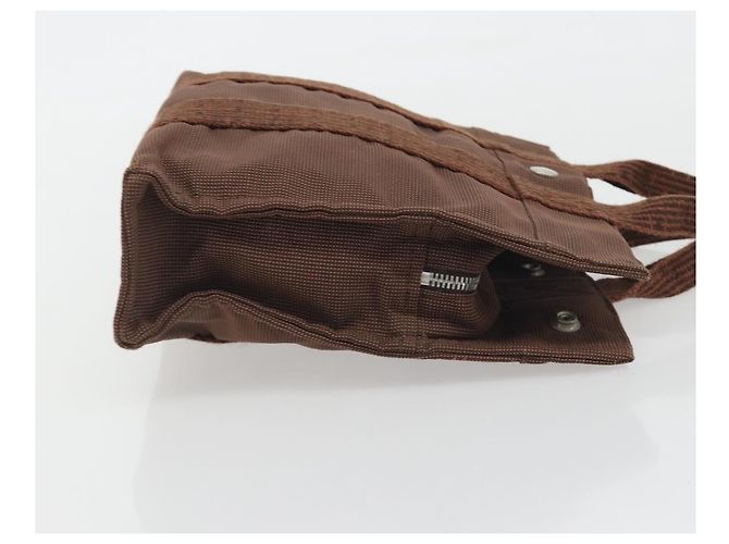 Hermès HERMES Her Line PM Handtasche aus Canvas Braun Silber Authentisch 192649A - Ansicht 4
