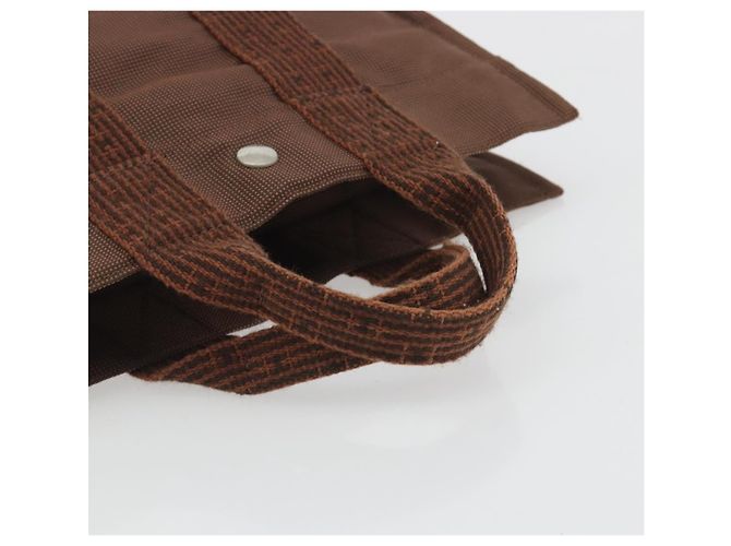 Hermès HERMES Her Line PM Handtasche aus Canvas Braun Silber Authentisch 192649A - Ansicht 7