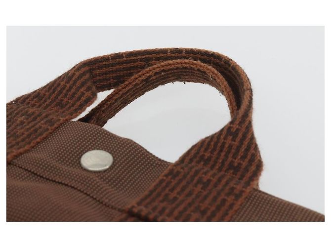 Hermès HERMES Her Line PM Handtasche aus Canvas Braun Silber Authentisch 192649A - Ansicht 8