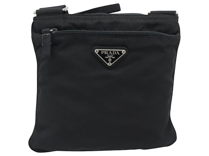 Borsa a tracolla PRADA Nylon Nero Argento Auth hk4000A - vista 2