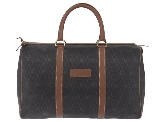 Borsa Boston Christian Dior in Tela Honeycomb PVC Nero Oro Auth 193070 - vista 2