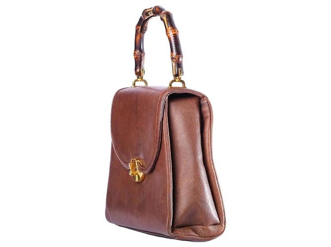 Bamboo Bolsa Gucci de couro com alça de bambu Marrom - vista 2