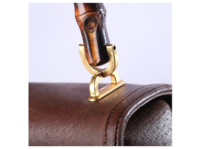 Bamboo Bolsa Gucci de couro com alça de bambu Marrom - vista 7