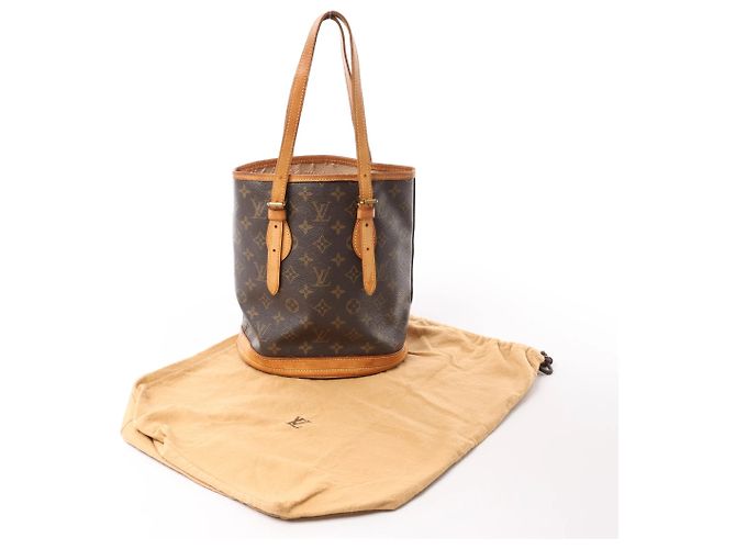 Borsa a tracolla Louis Vuitton Bucket PM Monogram Canvas Marrone M42238 Beige - vista 14