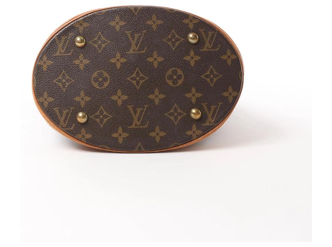 Borsa a tracolla Louis Vuitton Bucket PM Monogram Canvas Marrone M42238 Beige - vista 7