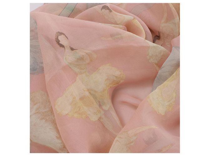 Carré 90 Hermès "La Dance ballet" in seta rosa - vista 12