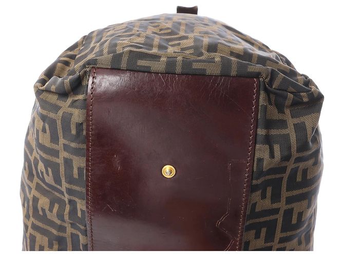 Borsa da viaggio FENDI in tela Zucca e pelle marrone - vista 11