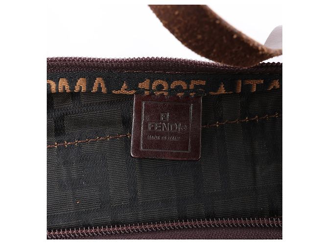 Borsa da viaggio FENDI in tela Zucca e pelle marrone - vista 13