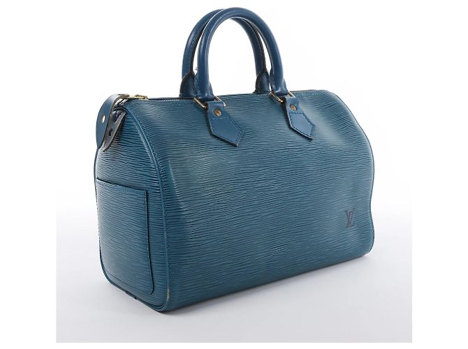 Borsa Louis Vuitton Speedy 25 Epi Leather Blu M43015 - vista 4