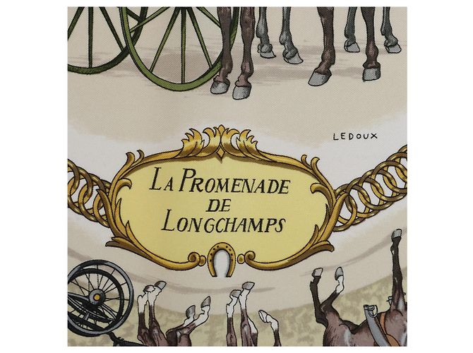 Carré 90 Hermès "LA PROMENADE DE LONGCHAMPS" Fazzoletto di seta Blu - vista 12