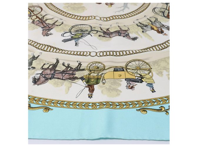 Carré 90 Hermès "LA PROMENADE DE LONGCHAMPS" Fazzoletto di seta Blu - vista 8