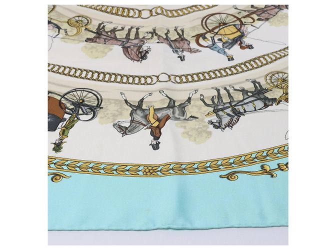 Carré 90 Hermès "LA PROMENADE DE LONGCHAMPS" Fazzoletto di seta Blu - vista 9