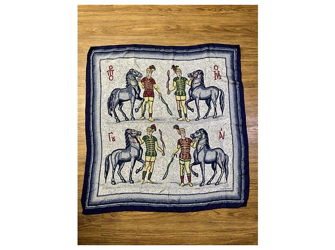 Hermès Carré in seta motivo Mosaico Bianco Rosso Blu Beige Verde - vista 2