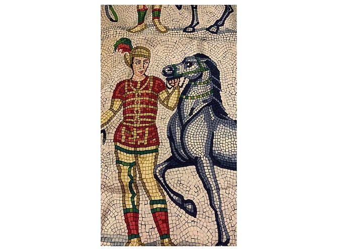 Hermès Carré in seta motivo Mosaico Bianco Rosso Blu Beige Verde - vista 5