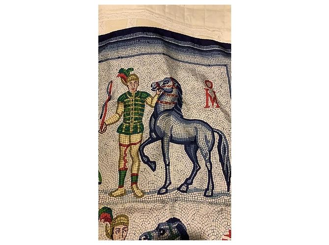 Hermès Carré in seta motivo Mosaico Bianco Rosso Blu Beige Verde - vista 6