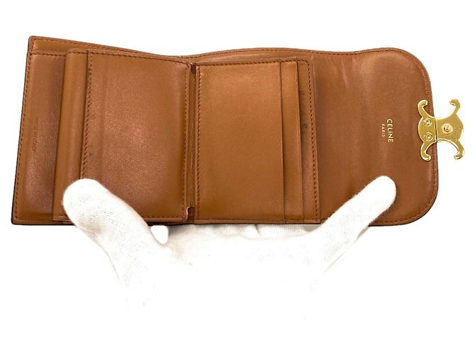 Céline Celine Small Flap Wallet Triomphe in Braun PVC - Ansicht 4