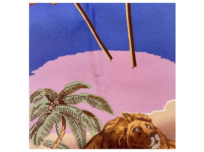 Hermès Hermes Carré 90 African Hunt Seidentuch Rot Blau - Ansicht 10