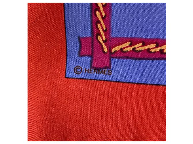 Hermès Hermes Carré 90 African Hunt Seidentuch Rot Blau - Ansicht 6