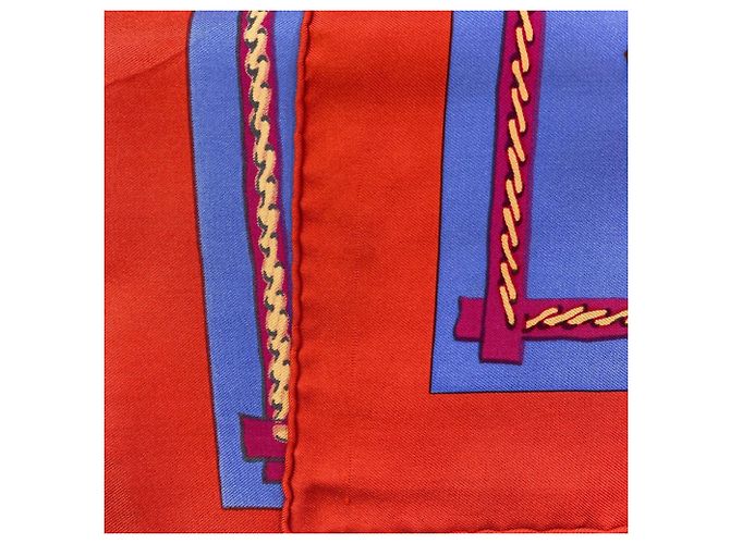 Hermès Hermes Carré 90 African Hunt Seidentuch Rot Blau - Ansicht 8