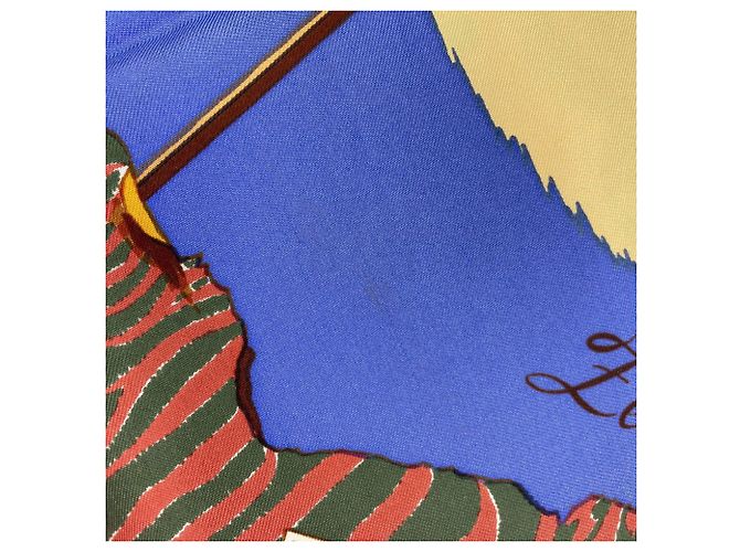 Hermès Hermes Carré 90 African Hunt Seidentuch Rot Blau - Ansicht 9