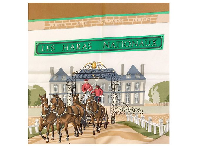Foulard Carré 90 Les Haras Nationaux di Hermès Marrone - vista 4
