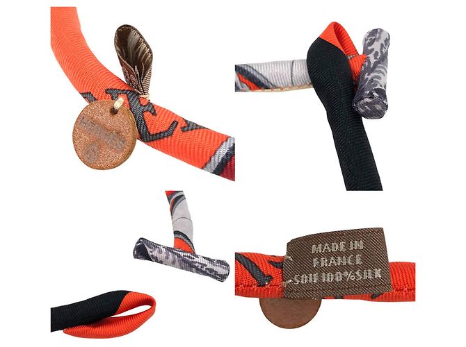Hermès Collana Choker Hermes Petit H Brides de Soie in seta arancione - vista 3