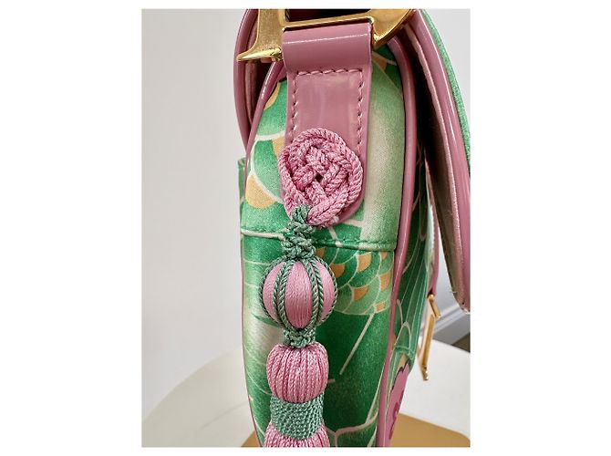 Christian Dior Borsa Saddle 2003 Stampa Floreale e Koi Rosa D'oro Verde - vista 16