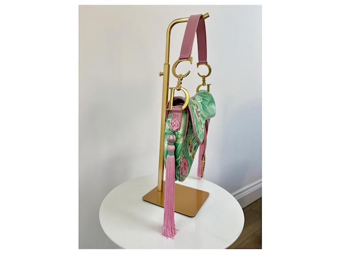 Christian Dior Borsa Saddle 2003 Stampa Floreale e Koi Rosa D'oro Verde - vista 4