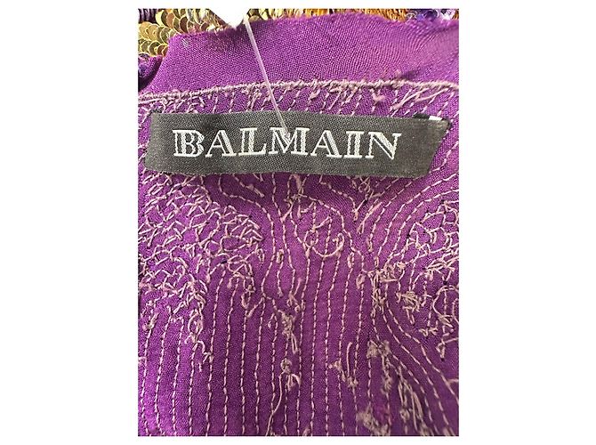 Mini abito in seta con paillettes decorate Balmain FR 38 Usato - vista 5