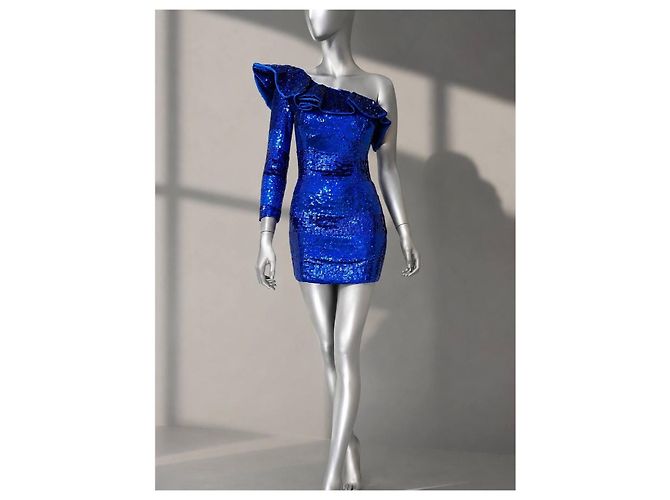 Balmain One-Shoulder Pailletten Mini Kleid 2009 Größe 38 Gebraucht - Ansicht 11
