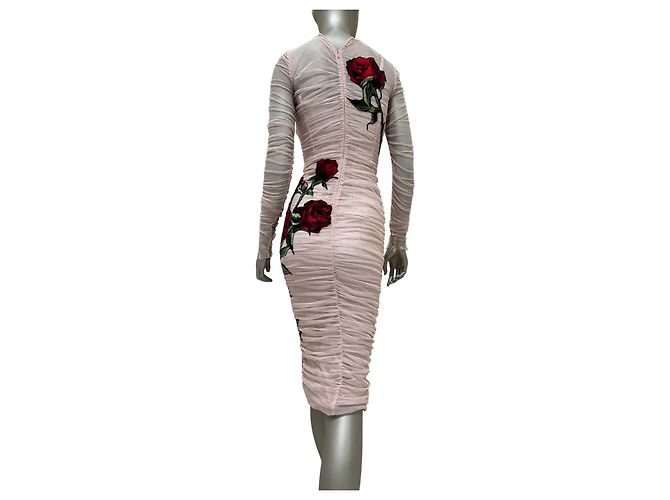 Dolce & Gabbana Abendkleid aus gerafftem Tüll mit Rosen-Applikation Gr. 38 Gebraucht - Ansicht 2