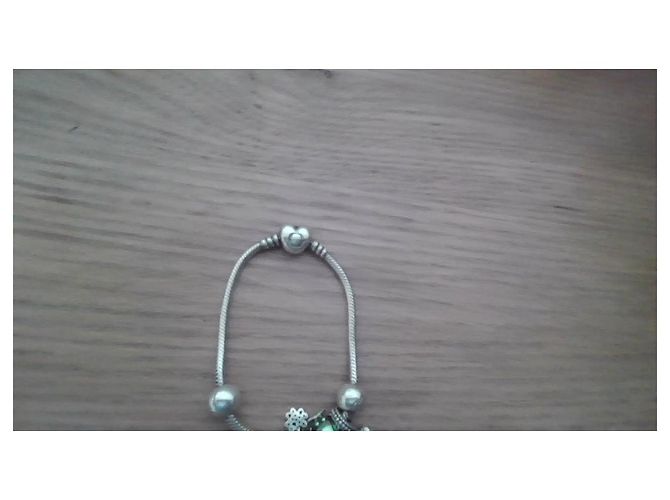 Bracciale rigido Pandora argentato con charm Argento Verde - vista 3