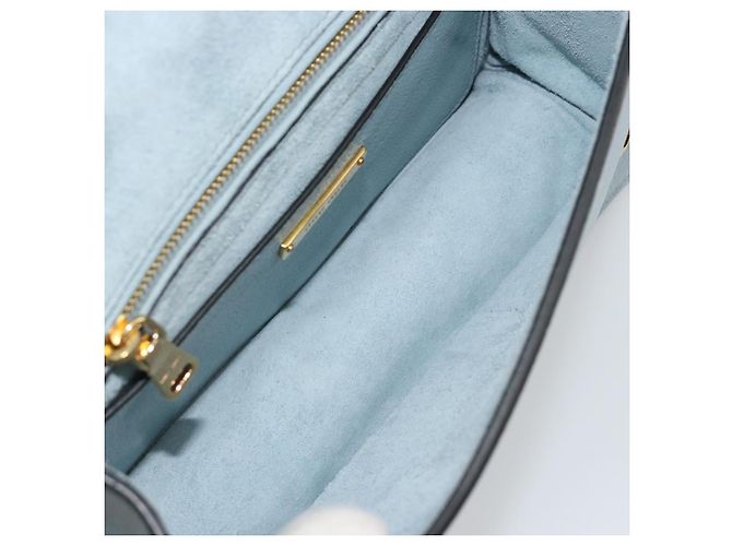 Miu Miu Madras Crystal Buckle Leather Small Blu - vista 5