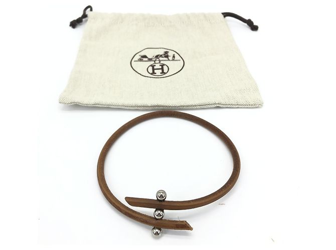 Hermès Choker Hermes Tournis in pelle Tournis Marrone - vista 2