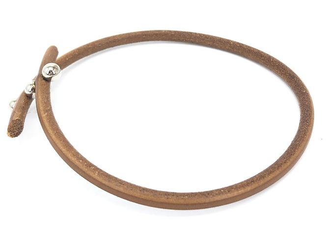 Hermès Choker Hermes Tournis in pelle Tournis Marrone - vista 3