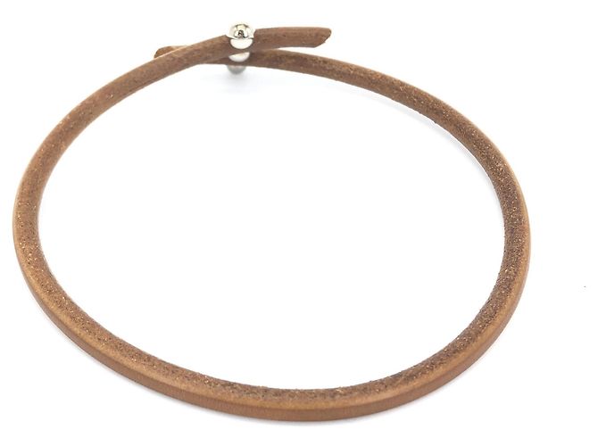Hermès Choker Hermes Tournis in pelle Tournis Marrone - vista 4