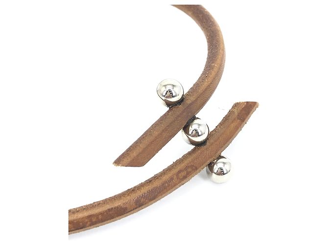 Hermès Choker Hermes Tournis in pelle Tournis Marrone - vista 6
